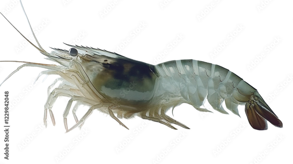 Close Up Of A Pale Gray Shrimp On Black Background Close Up Of A Pale Gray Shrimp On Black Background