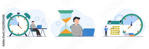 business time management deadline concept planner vector illustration banner clipart planning