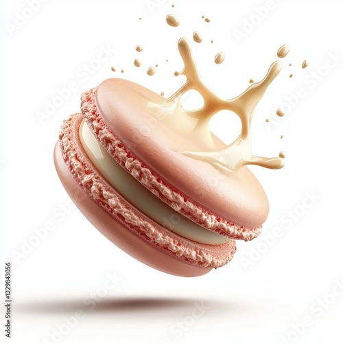Wallpaper Mural flying macaron with a creamy filling splash, isolated on a white background Torontodigital.ca