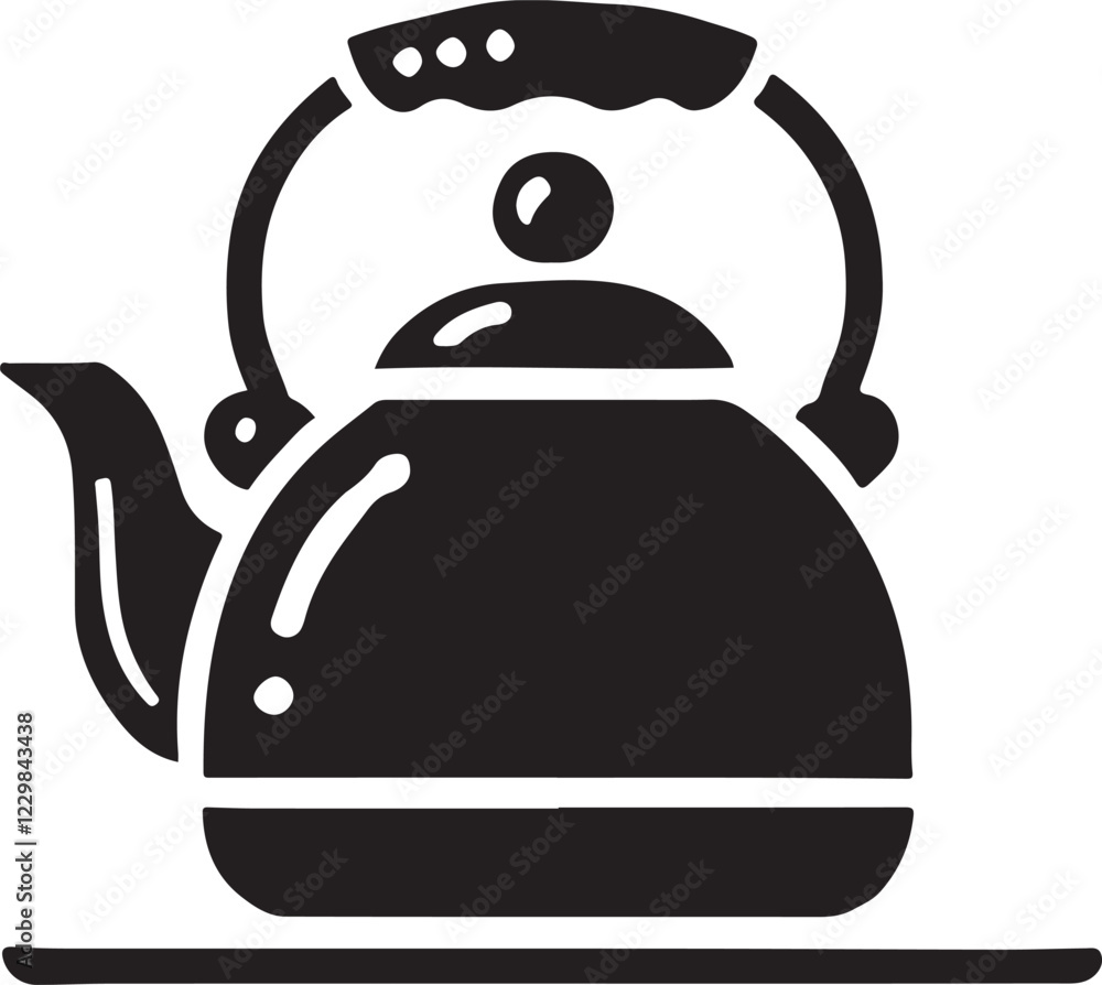 Obraz premium Tea pot icon silhouette vector with white background