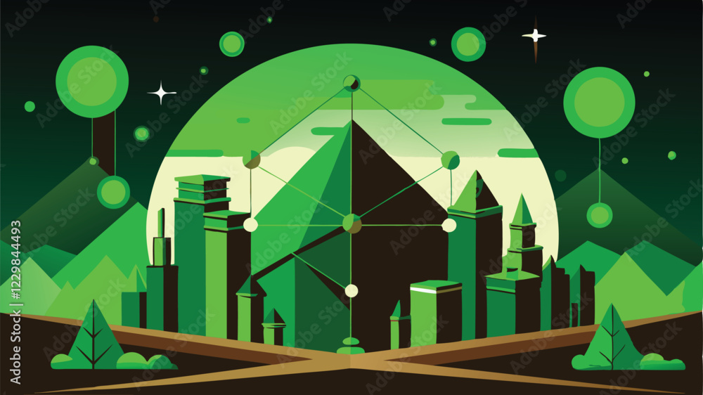 Fototapeta premium vector abstract representation of blockchain and cryptocurrency – digital coins, decentralized networks, and transparent transactions in a futuristic tech style