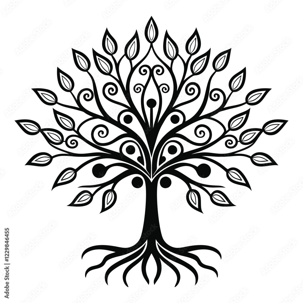 Obraz premium Tree line art vector icon silhouette