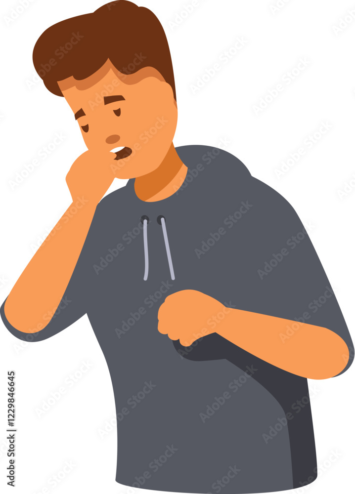Teenager feeling unwell, suffering from cough and possible respiratory infection Teenager feeling unwell, suffering from cough and possible respiratory infection