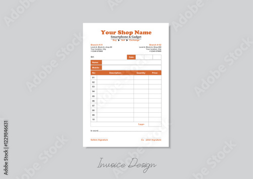 Modern minimalist and simple invoice design template.