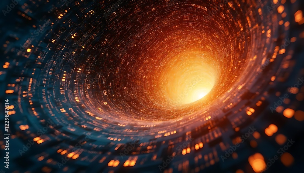 Stunning Digital Art of a Glowing Wormhole Tunnel Stunning Digital Art of a Glowing Wormhole Tunnel