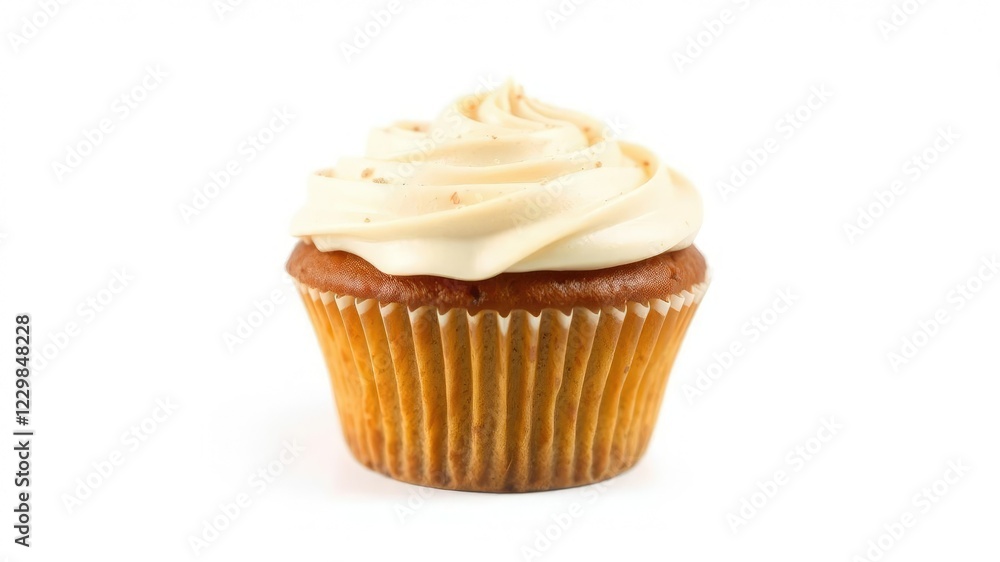 Muffin with frosting isolated on white, muffin cupcake, food props Muffin with frosting isolated on white, muffin cupcake, food props