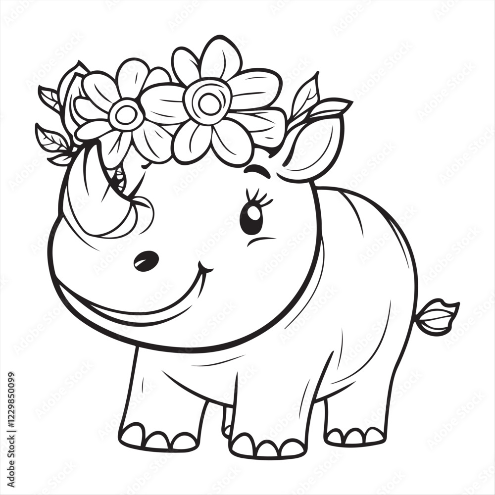 Fototapeta premium Elephant with Flower Crown