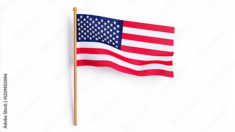Fototapeta premium Flag Waving Against White Background A Patriotic Image