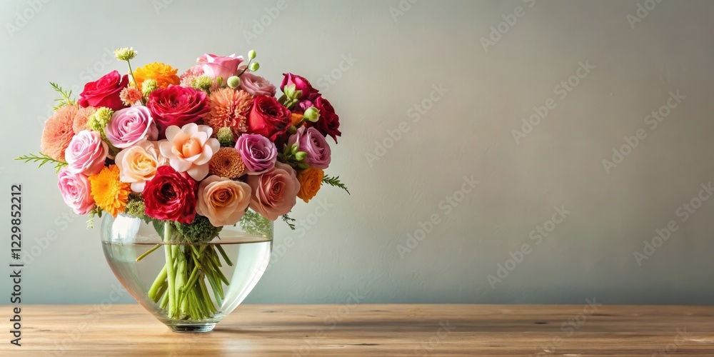 Fototapeta premium A heart-shaped bouquet of flowers arranged in a vase , arrangement