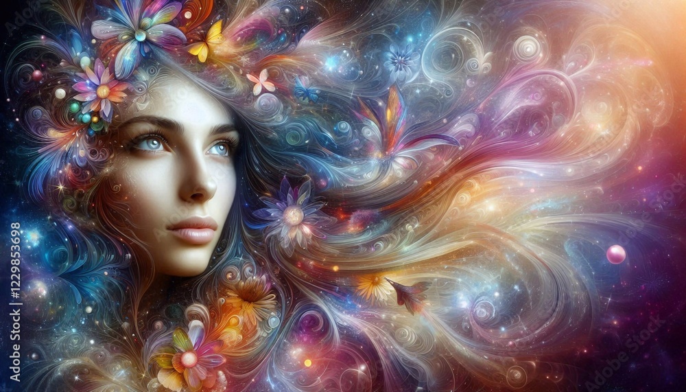 Portrait of a dreamy woman with a vivid imagination Portrait of a dreamy woman with a vivid imagination