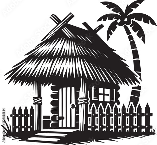 Hut icon silhouette vector with white background