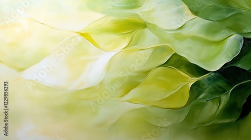 Ethereal green and lime abstract swirls blend harmoniously, evoking freshness and creativity.