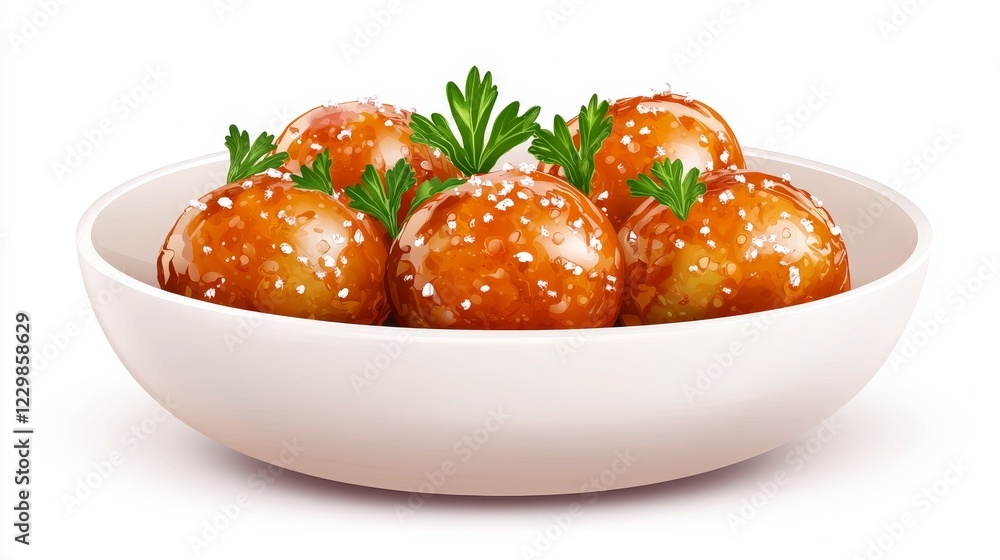 Roasted Brussels sprouts with honey glaze and sea salt, Thanksgiving side dish, detailed vector illustration, warm tones, isolated on white background Roasted Brussels sprouts with honey glaze and sea salt, Thanksgiving side dish, detailed vector illustration, warm tones, isolated on white background