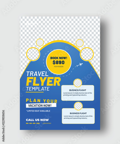 Travel flyer template, tour travel template design, vector flyer, explor flyer, vacation flyer