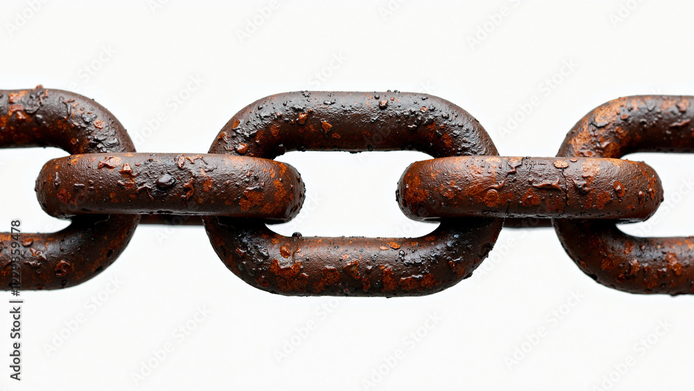 Weathered Rusty Chain Isolated on White Background for Industrial, Vintage, and Resilience-Themed Commercial Use Weathered Rusty Chain Isolated on White Background for Industrial, Vintage, and Resilience-Themed Commercial Use