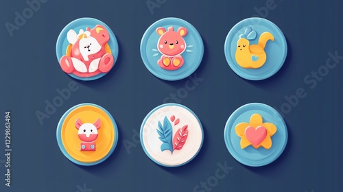 Adorable Baby Icons Set for Nursery Decor and Child Development Materials