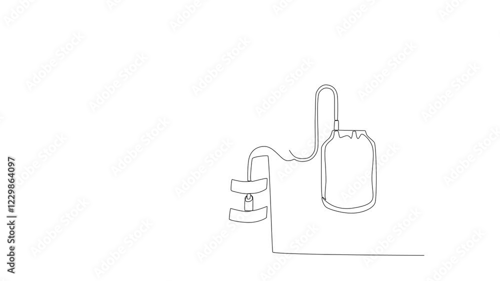 Continuous one line drawing blood bag vector Video, IV bag in trendy flat style. Blood bag. Video Single line draw design vector graphic illustration Continuous one line drawing blood bag vector Video, IV bag in trendy flat style. Blood bag. Video Single line draw design vector graphic illustration