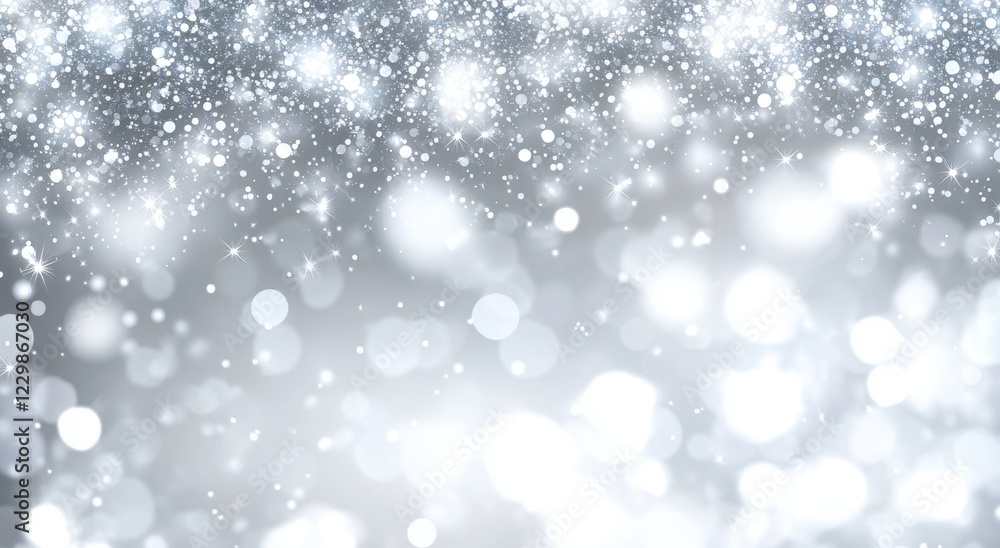 Fototapeta premium Sparkling Glitter Background with Shimmering Silver Particles and Soft Blurred Lights Creating a Dreamy and Ethereal Atmosphere for Various Designs