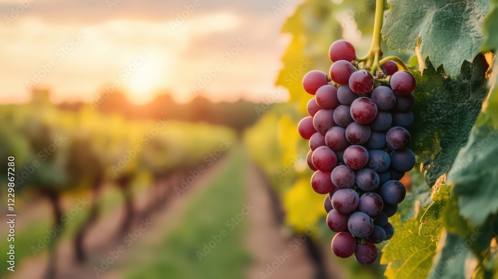 Fototapeta premium A bunch of grapes hanging from a vine