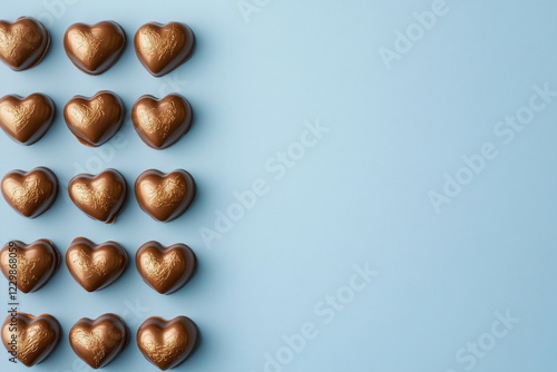 Wallpaper Mural Chocolate hearts neatly placed on a light background, top view. A perfect love-themed image with space for design elements or messages.

 Torontodigital.ca