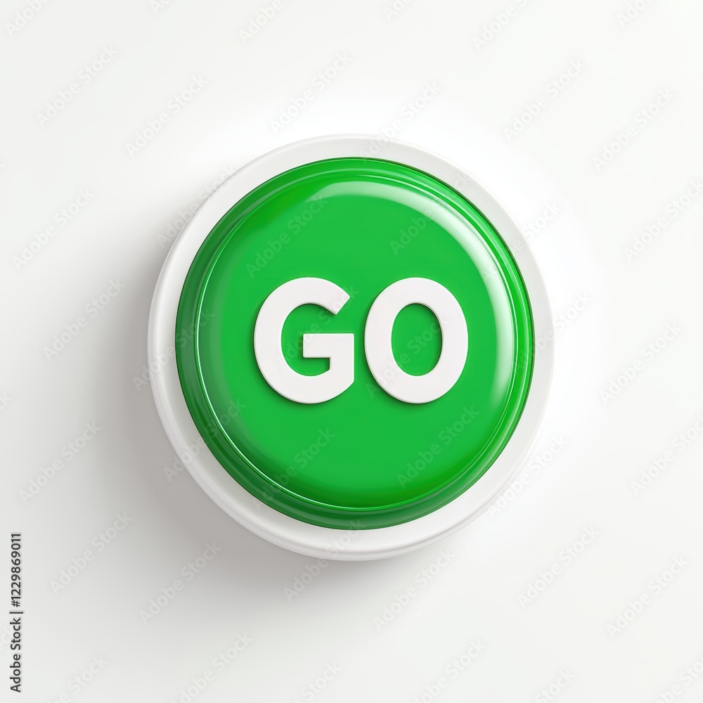 minimalistic GO button with a modern flat design in green and white, placed on a clean white background minimalistic GO button with a modern flat design in green and white, placed on a clean white background