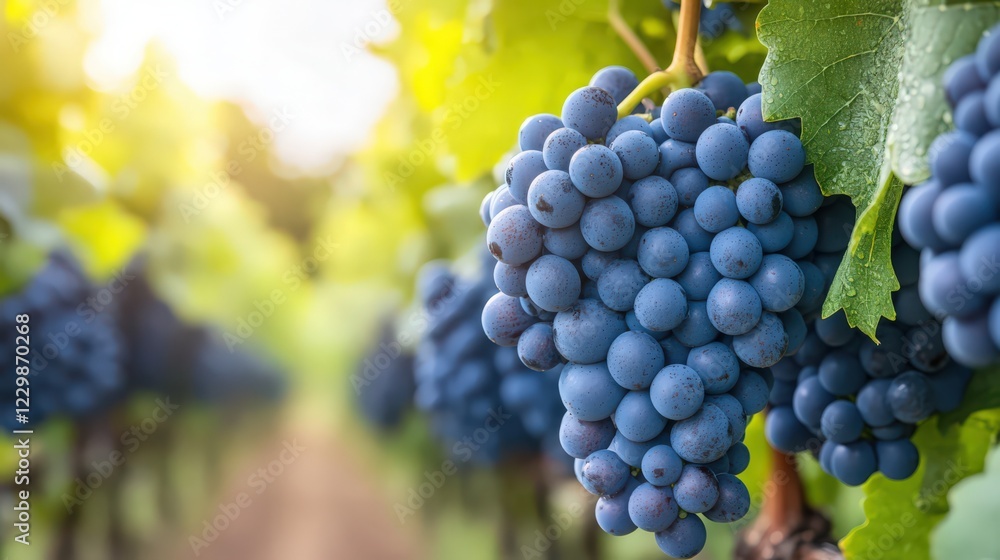 Naklejka premium A bunch of grapes hanging from a vine