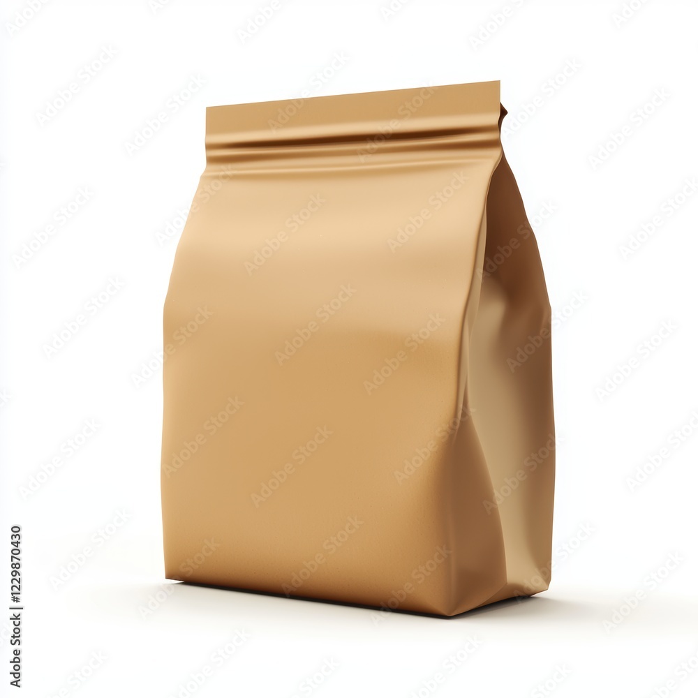 paper packaging bag in kraft brown with minimalistic eco-friendly design, isolated on a bright white background paper packaging bag in kraft brown with minimalistic eco-friendly design, isolated on a bright white background
