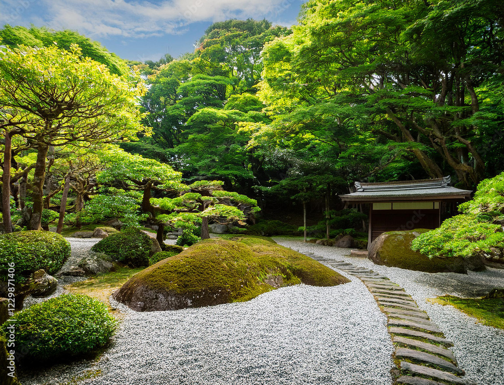 Obraz premium Generated image 夏の日本庭園