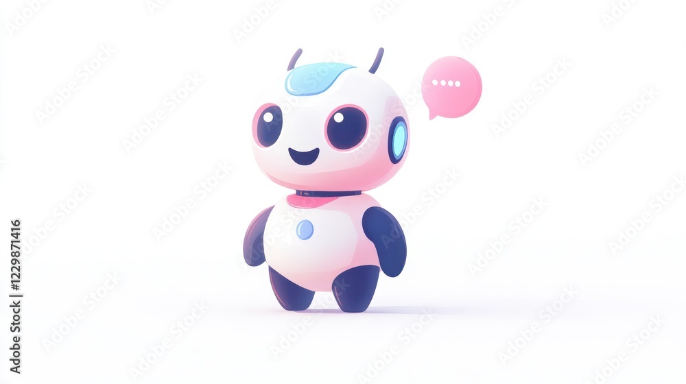 Fototapeta premium Cute robot character with speech bubble.