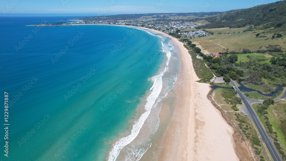 Beautiful ocean and beach on the coast of Australia view from above Beautiful ocean and beach on the coast of Australia view from above