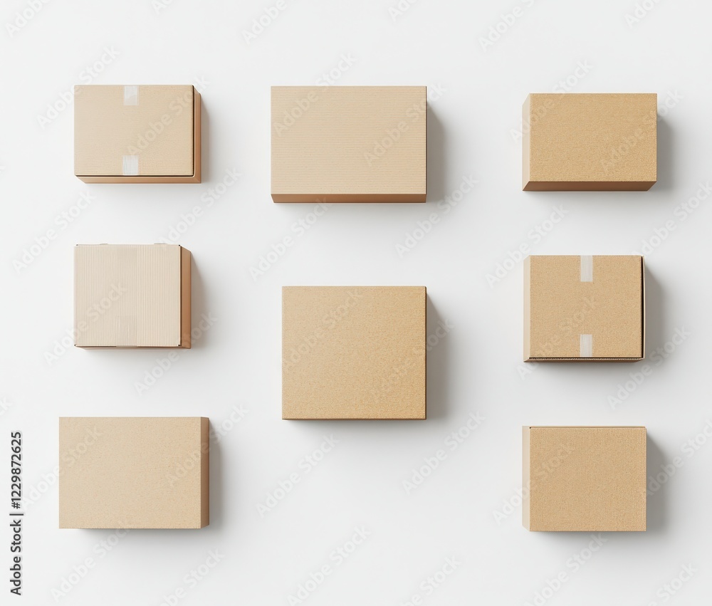 Cardboard boxes of various sizes and shapes on a white background Cardboard boxes of various sizes and shapes on a white background