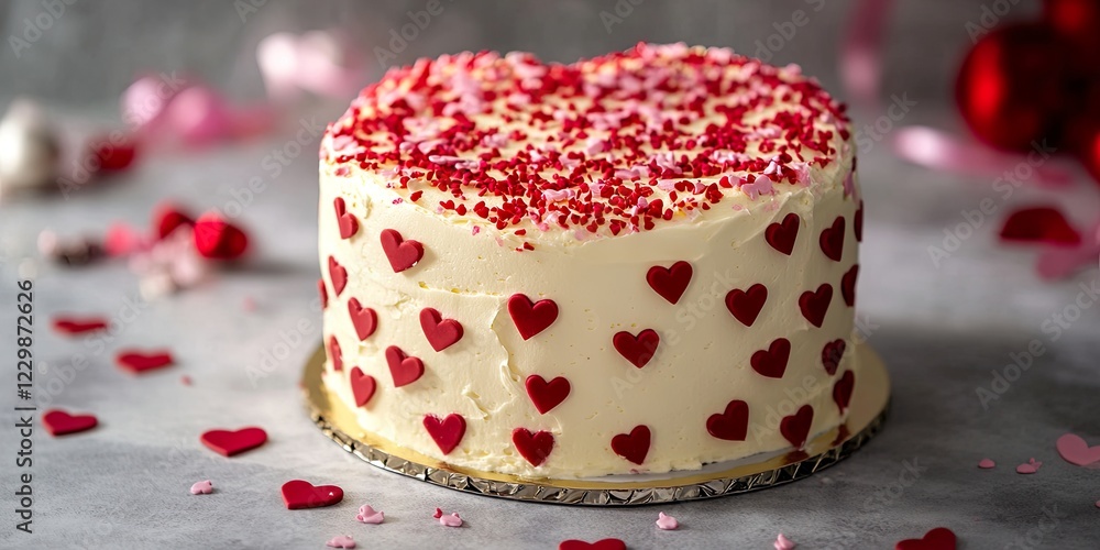 Romantic Valentines Day Heart Cake with Edible Confetti for Lovers Romantic Valentines Day Heart Cake with Edible Confetti for Lovers
