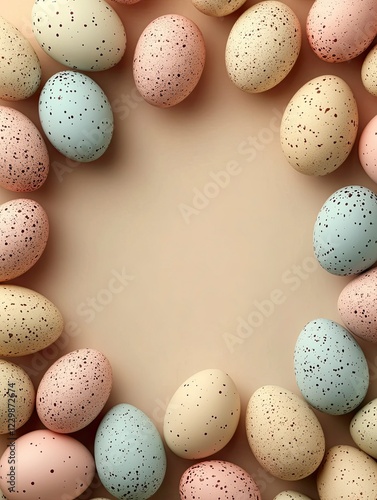 Minimalist Border Design with Speckled Easter Eggs for Spring Celebrations
