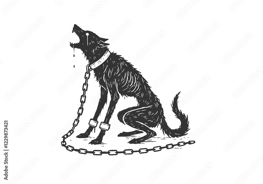 Fototapeta premium Giant Wolf Fenrir hand drawn sketch vector