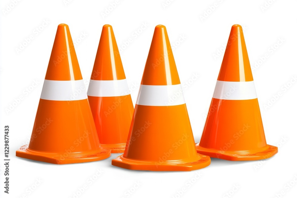 Orange traffic cones are used for safety and signal caution and safety on a construction site Orange traffic cones are used for safety and signal caution and safety on a construction site