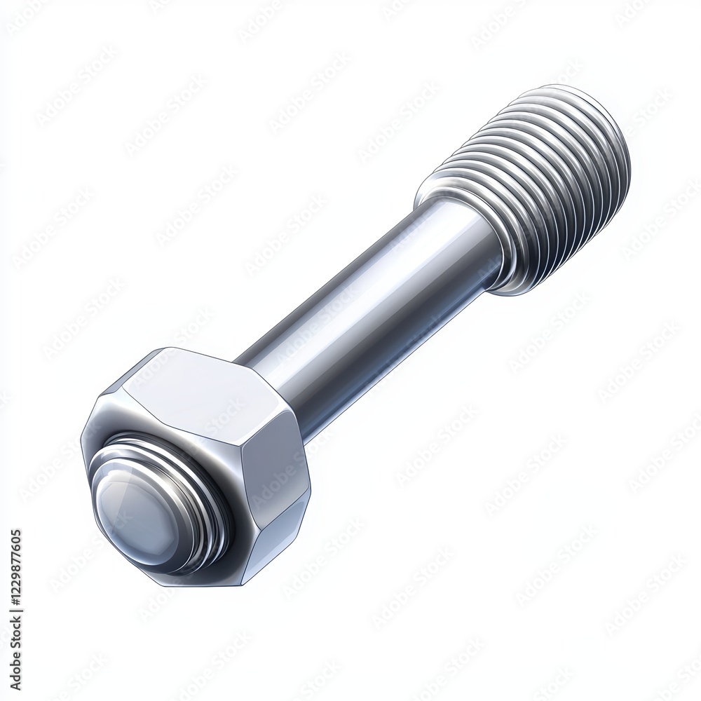 single steel bolt with a hexagonal head, isolated on a clean white background single steel bolt with a hexagonal head, isolated on a clean white background