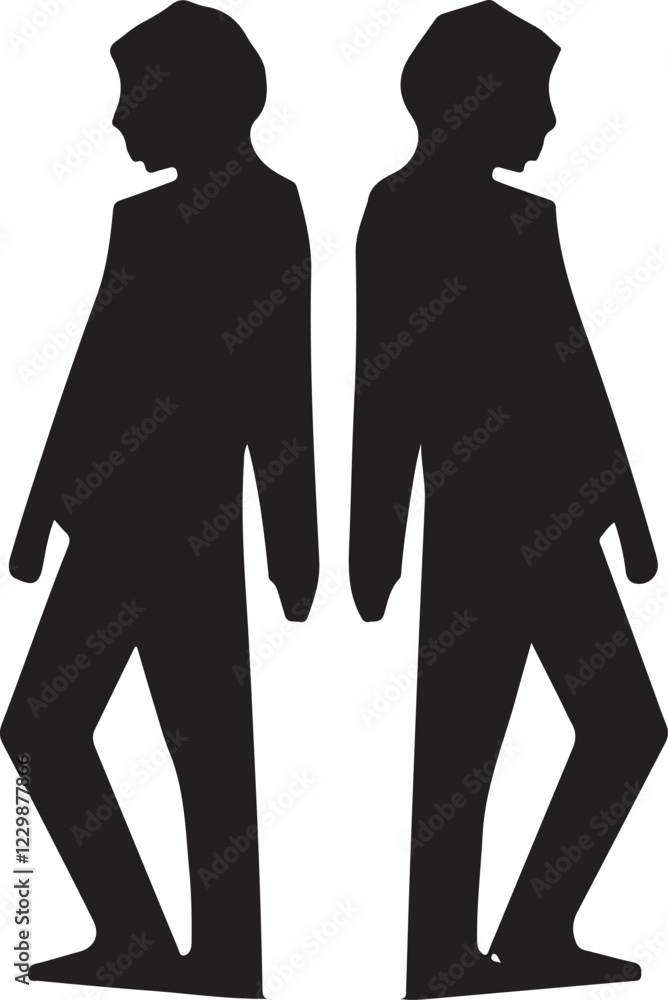 Back to back icon silhouette vector with white background Back to back icon silhouette vector with white background