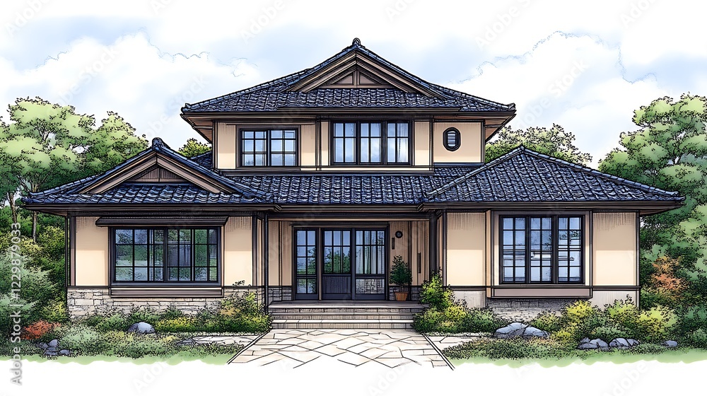 Elegant Two Story Japanese Style Home Design Elegant Two Story Japanese Style Home Design