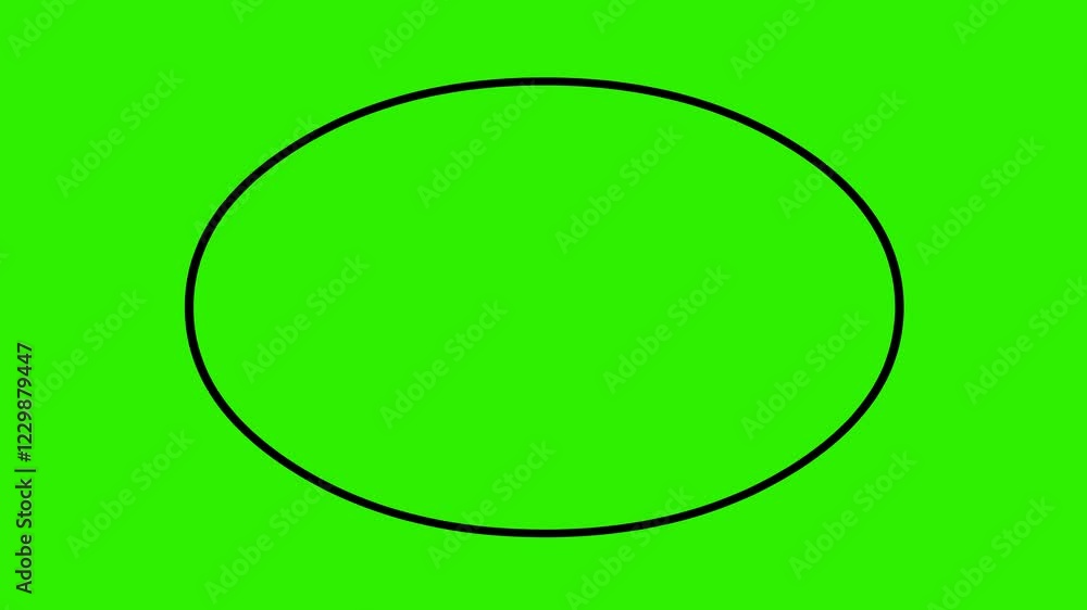 video animation drawing outline oval shape, on a green chroma key background video animation drawing outline oval shape, on a green chroma key background