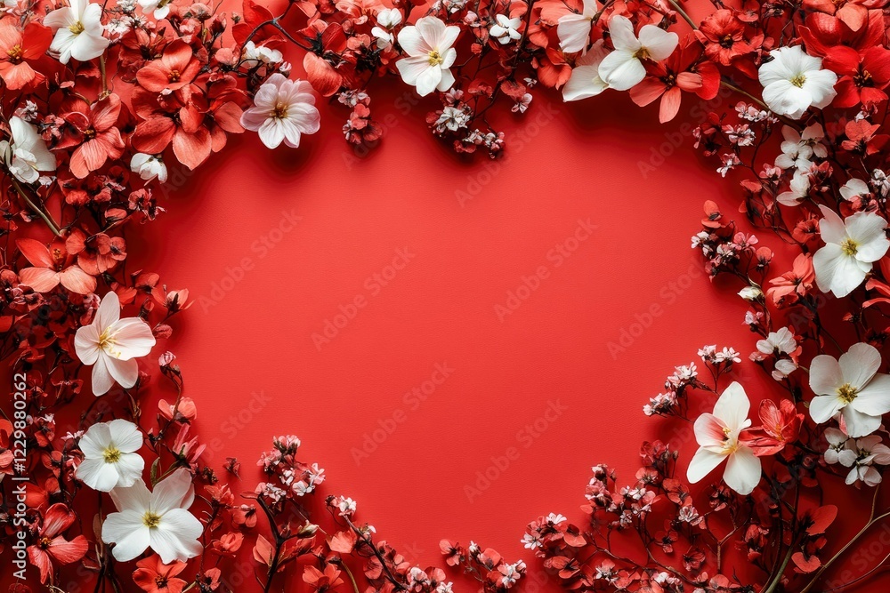 Romantic Red Floral Border for Valentine's Day Celebrations and Decorations Romantic Red Floral Border for Valentine's Day Celebrations and Decorations