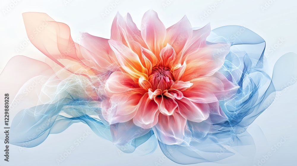 Obraz premium A mesmerizing magic flower blooms with vibrant hues, surrounded by ethereal wisps that evoke the enchanting spirit of spring, love, and celebration