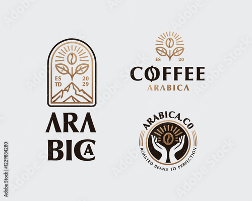 Luxury elegant gold Coffee roasted bold monoline logo template for business