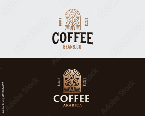 Luxury elegant gold Coffee roasted bold monoline logo template for business