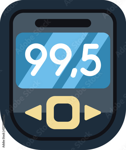 Portable blood glucose meter displaying a reading of 99.5, emphasizing the importance of blood sugar monitoring for individuals with diabetes