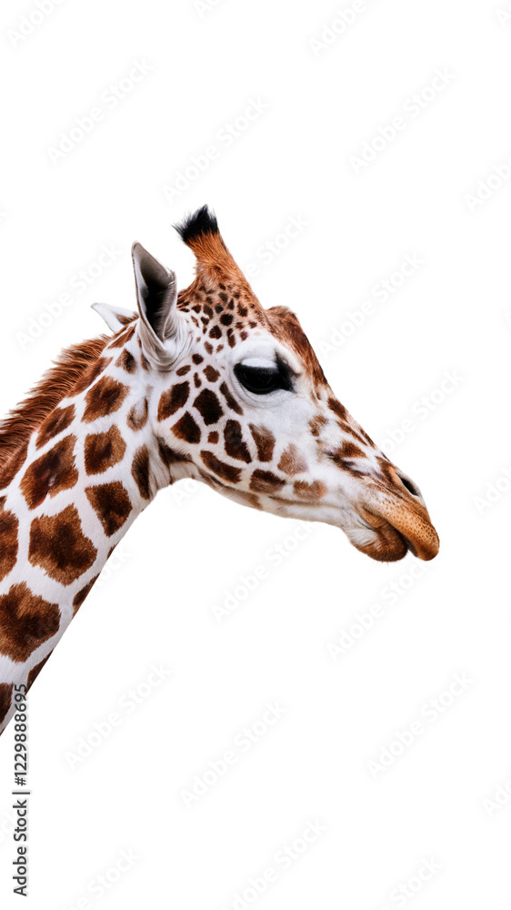 Giraffe head profile on transparent background. Giraffe head profile on transparent background.