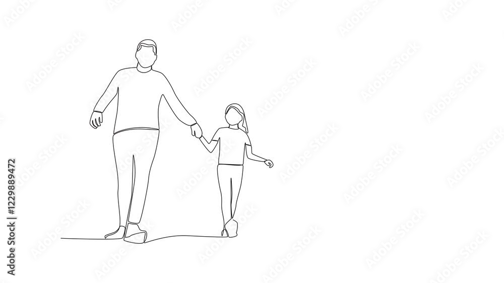 Video Global Day Parent. Video Single continuous line drawing child and parents walk together. Global Day Parent Concept Video Global Day Parent. Video Single continuous line drawing child and parents walk together. Global Day Parent Concept