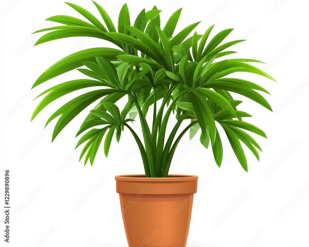 Tropical Green Plant in Clay Pot for Home and Office Decor Tropical Green Plant in Clay Pot for Home and Office Decor