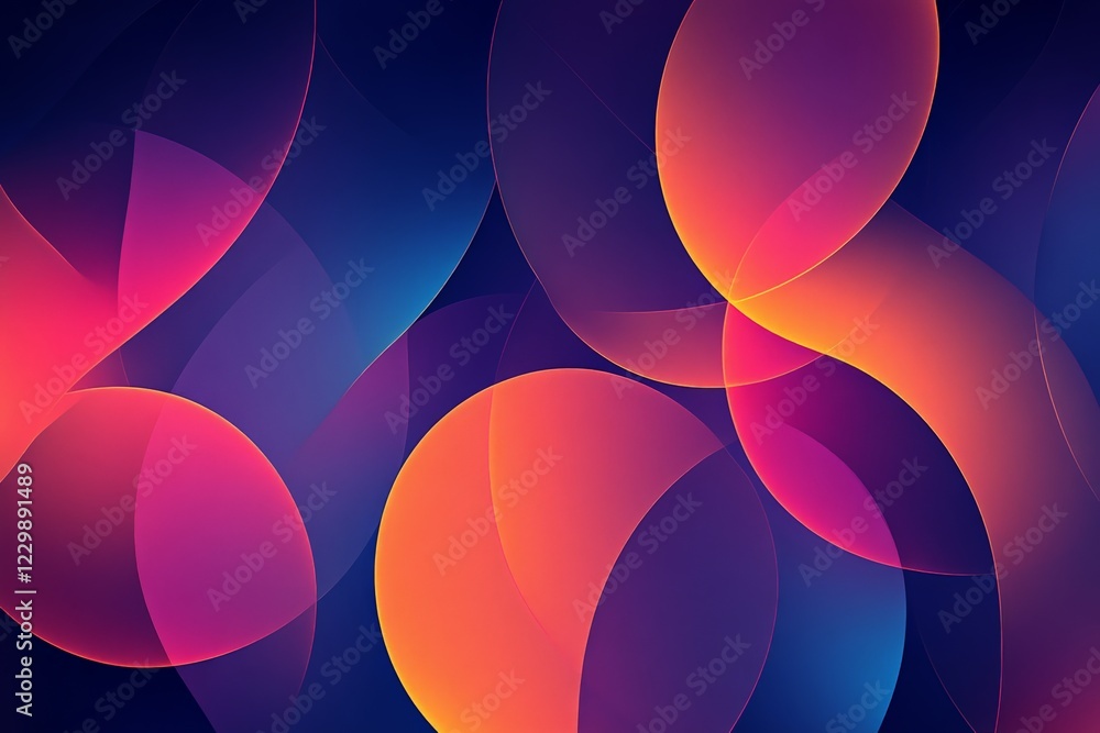 Vibrant abstract design featuring colorful overlapping shapes in shades of pink, purple, and orange on a dark blue background Vibrant abstract design featuring colorful overlapping shapes in shades of pink, purple, and orange on a dark blue background