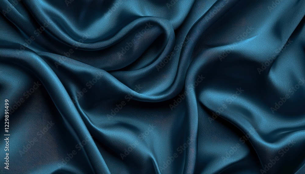 Obraz premium Deep Teal Silk Fabric Draped in Elegant Waves