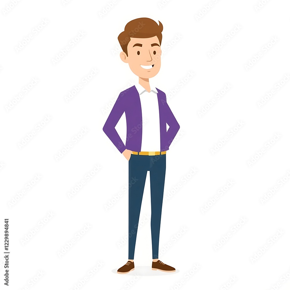 animated illustration of a cool man standing in isolated background, generative ai animated illustration of a cool man standing in isolated background, generative ai